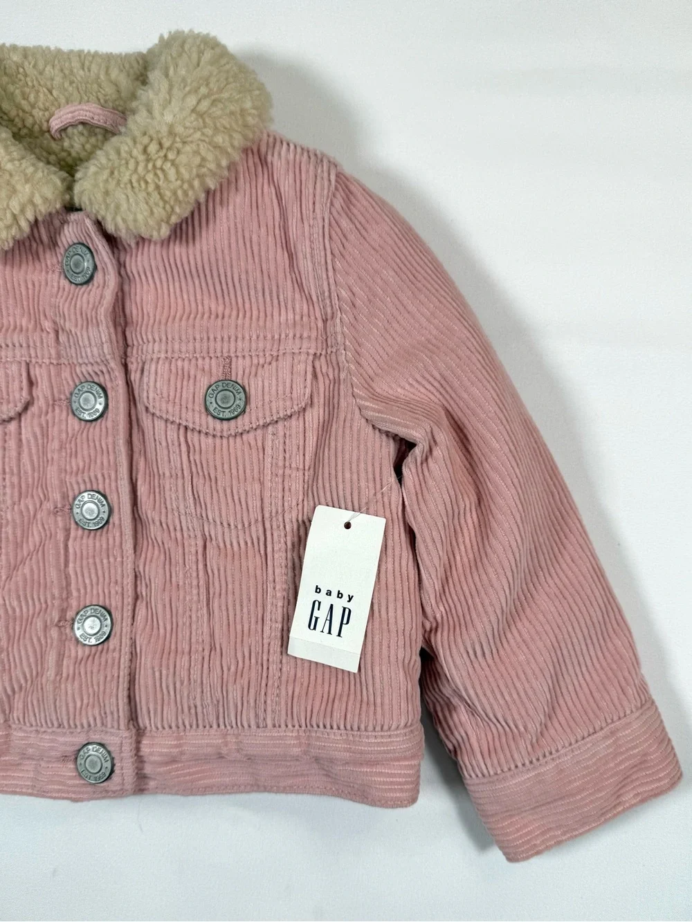 NWT BABY GAP Girls Sherpa Lined Corduroy Trucker Jacket 18-24m Western Cowgirl